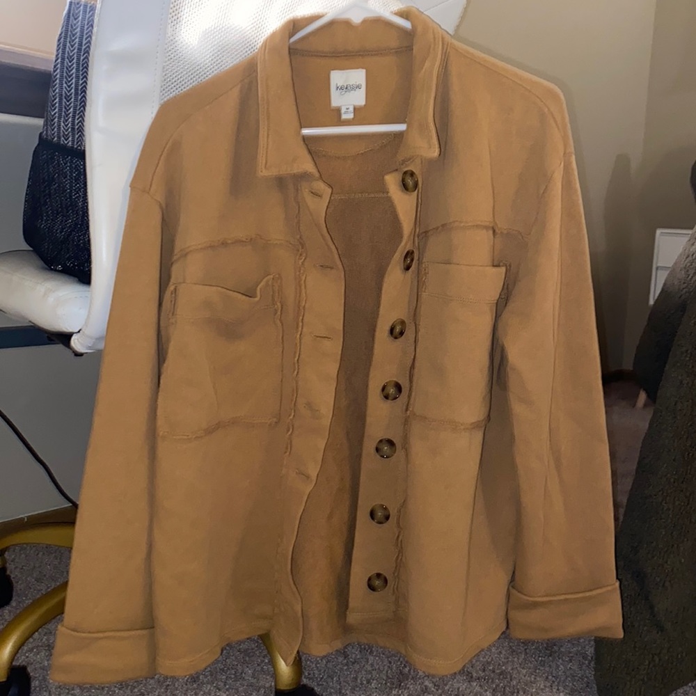 Yellow distressed style shacket